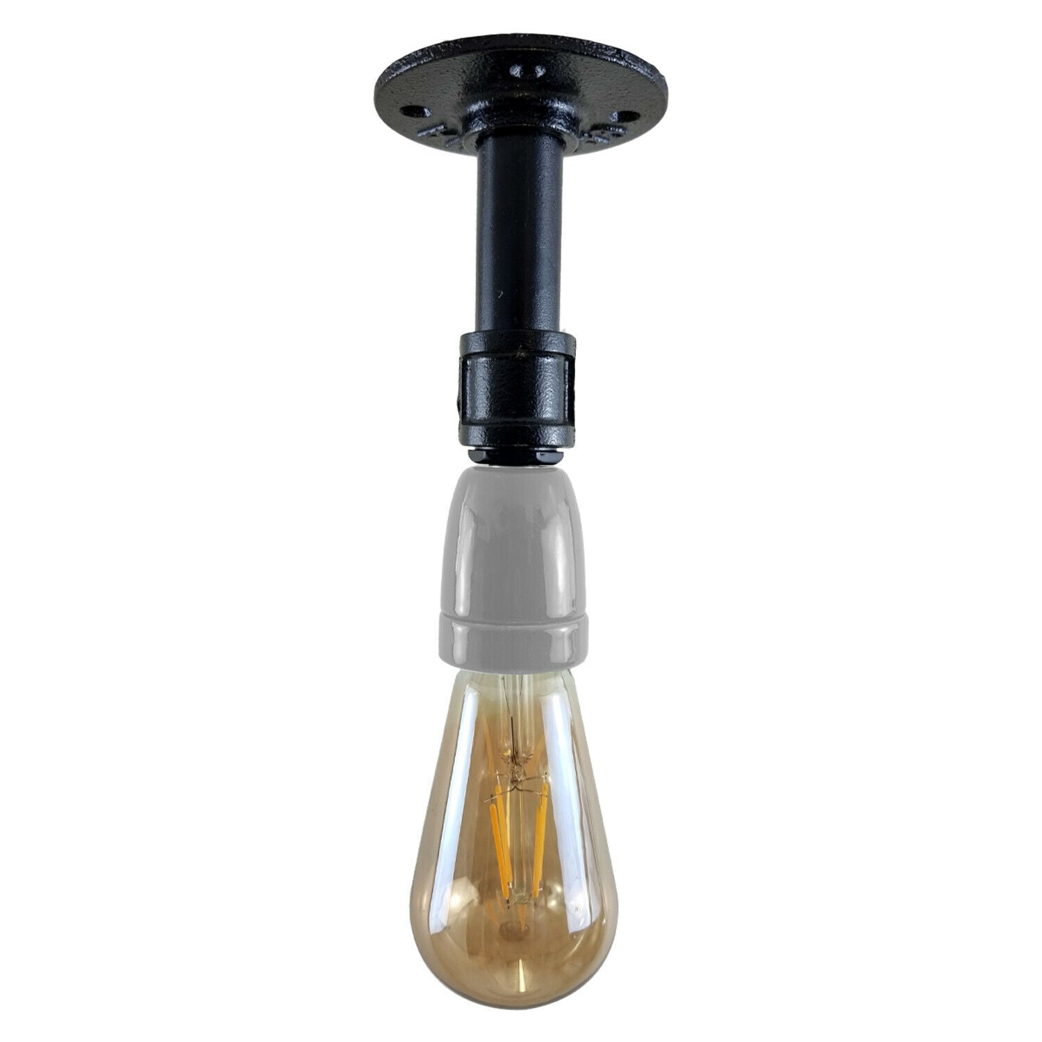 Vintage Industrial E27 Black Holder Ceiling Light Fitting Flush Pipe Vintage Lighting~3622