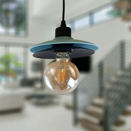 Double Shade Black And Blue Ceiling Hanging Pendant Light~1430
