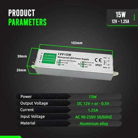 IP67 Waterproof DC 12V LED Driver LED Power Supply Ledsone Transformer ~ 4490