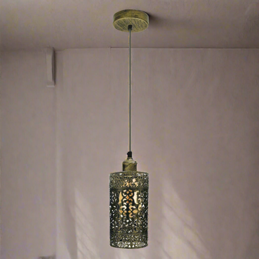 Industrial Vintage Ratio Adjustable Pendant Hanging Pendant Lighting, E27 Metal Brushed Brass Cage~3930