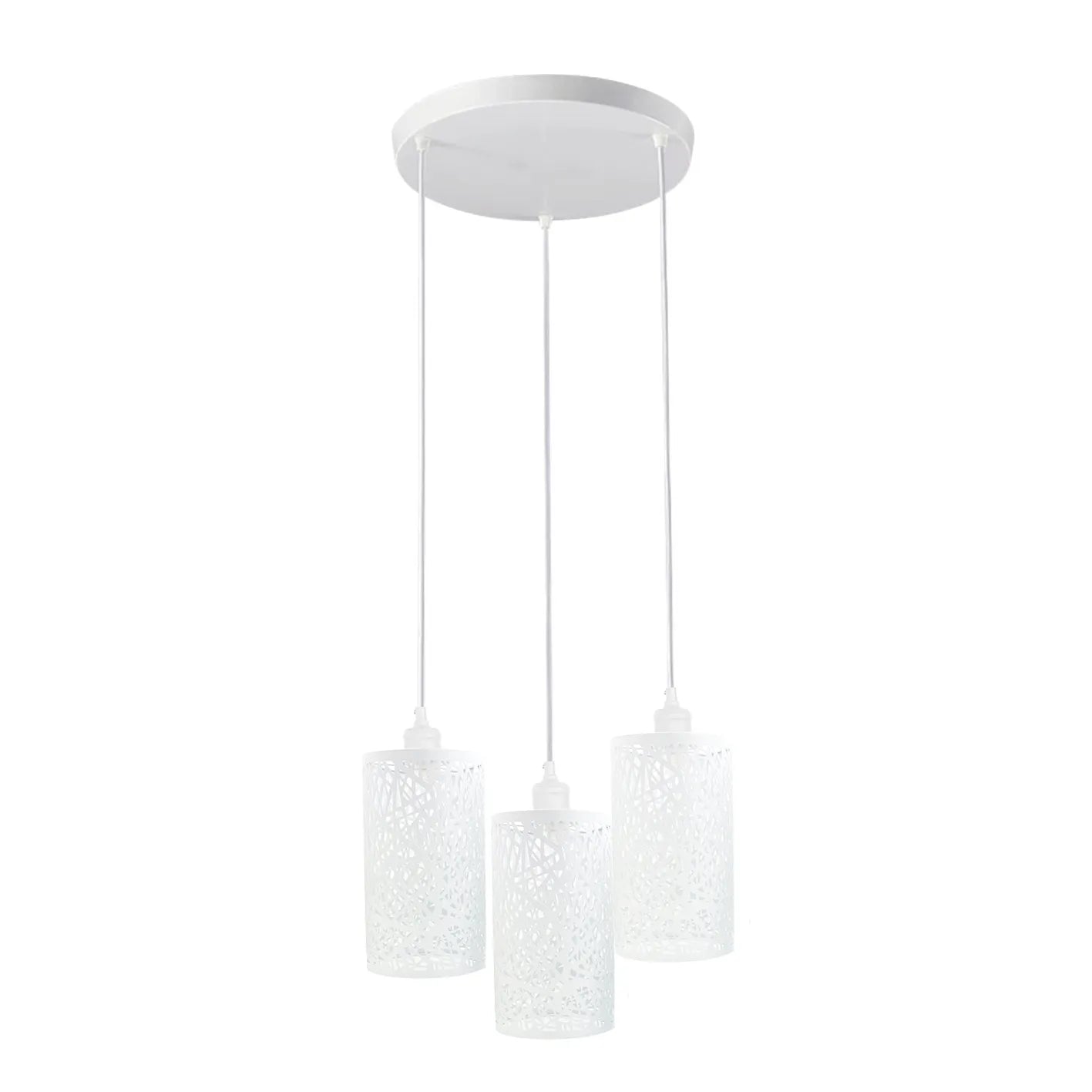 Industrial Vintage Retro 3 Way Round Metal White Ceiling Pendant Lamp