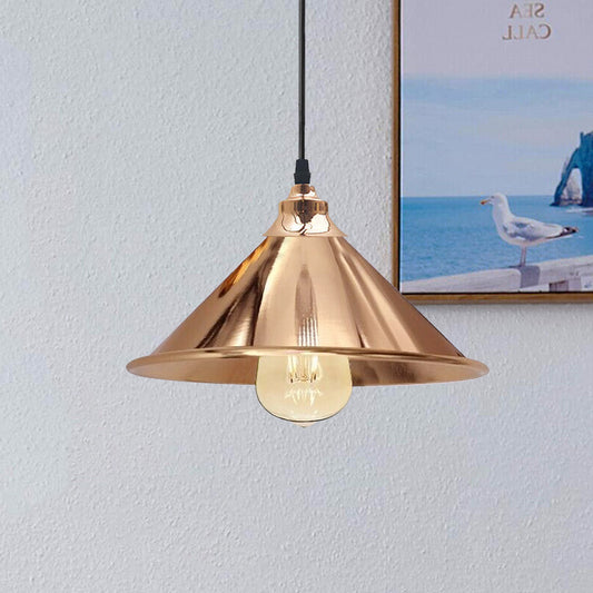 French Gold Pendant Lights Gold Ceiling Lights Metal Industrial Light Shade~1519