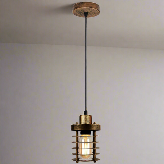 Modern Retro Step round Brushed Copper cage pendant light round ceiling base ~4035