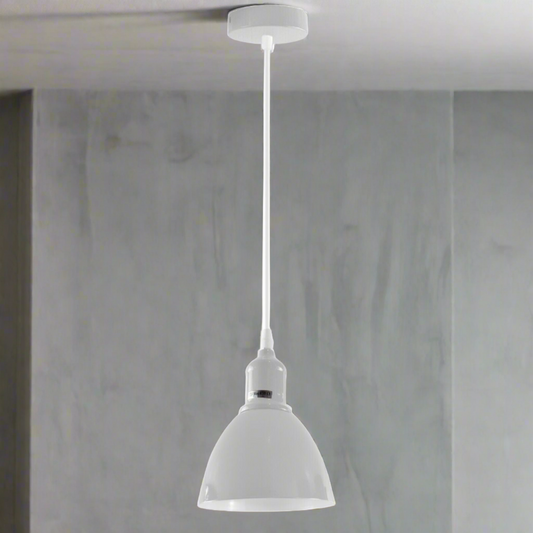 Industrial Vintage Retro adjustable Ceiling White Pendant Light with E27 Uk Holder~4031