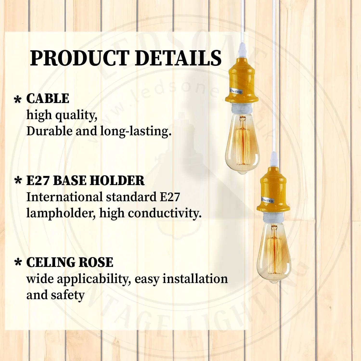 Industrial Pendant Light Fitting, Lamp Holder Ceiling Hanging Light~4269