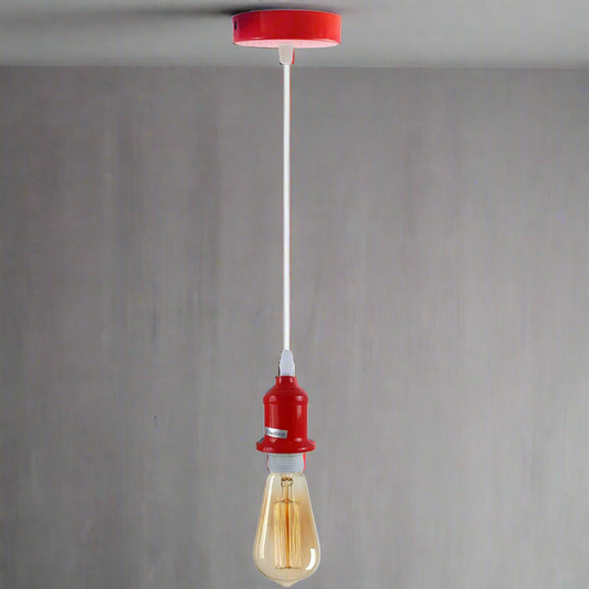 Industrial Vintage Red Ceiling Light Fitting E27 Pendant Holder~4042