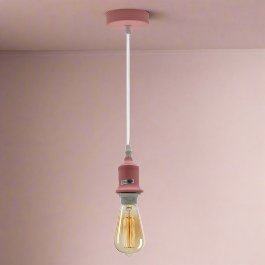 Industrial Vintage Pink Ceiling Light Fitting E27 Pendant Holder~4049