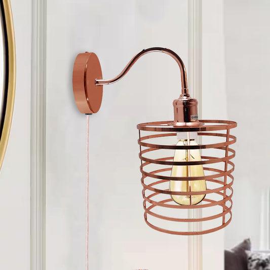 Retro Industrial Wall Sconce Light Plug in Wall Lamp Rose Gold~1564