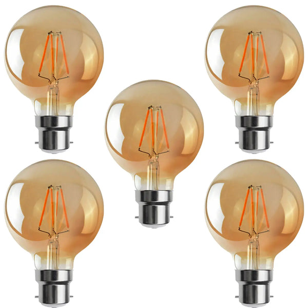Vintage LED Bajonet G95 Filamentlamp 4W B22 Edison Decoratieve Lamp ~3080 – Pakket 5