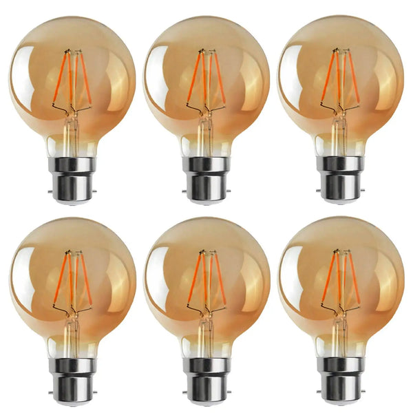 Vintage LED Bajonet G95 Filamentlamp 4W B22 Edison Decoratieve Lamp ~3080 – Pak 6