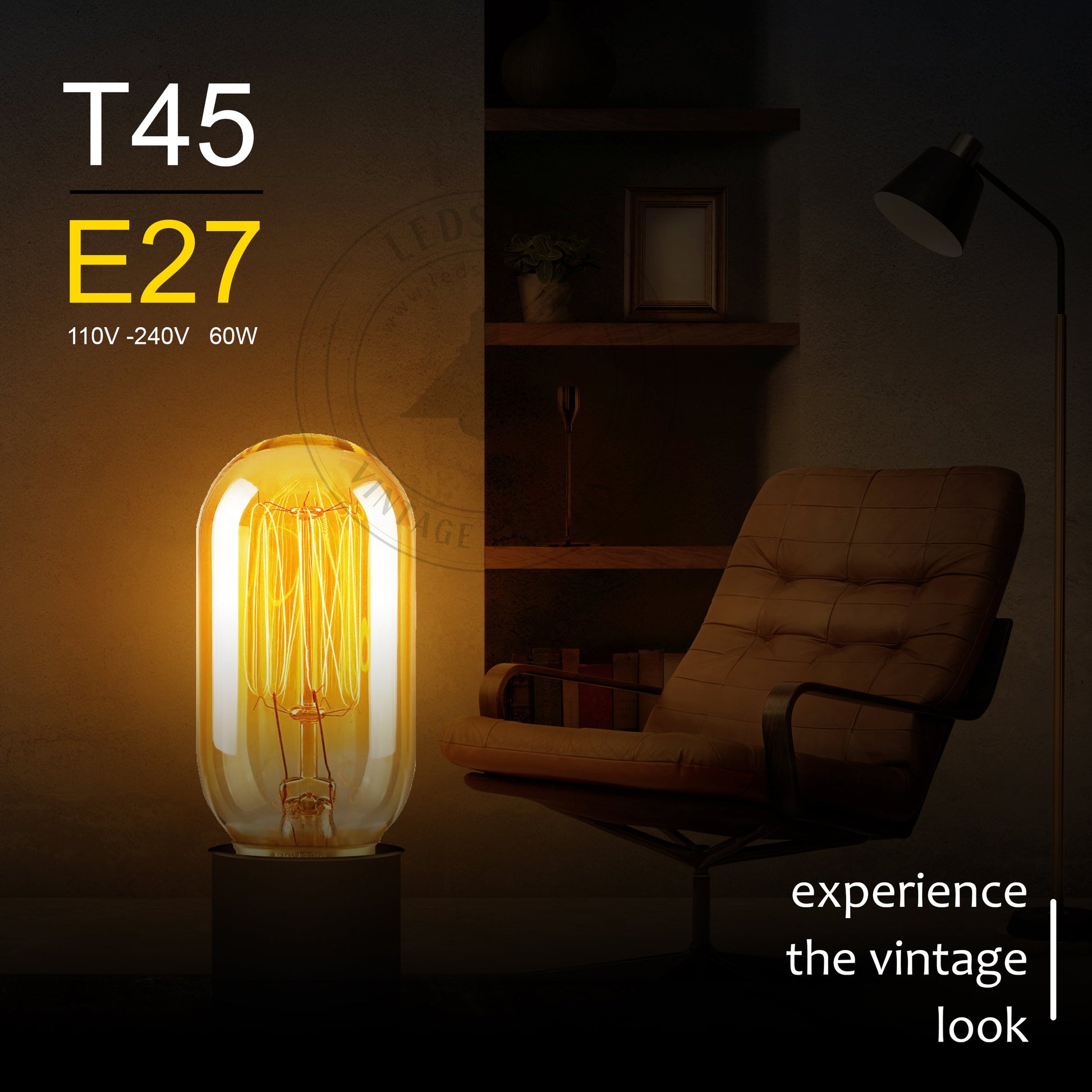 2 Pack B22 LED Edison Dimmable Vintage Amber Glass Warm white 2700K Light Bulbs~5341