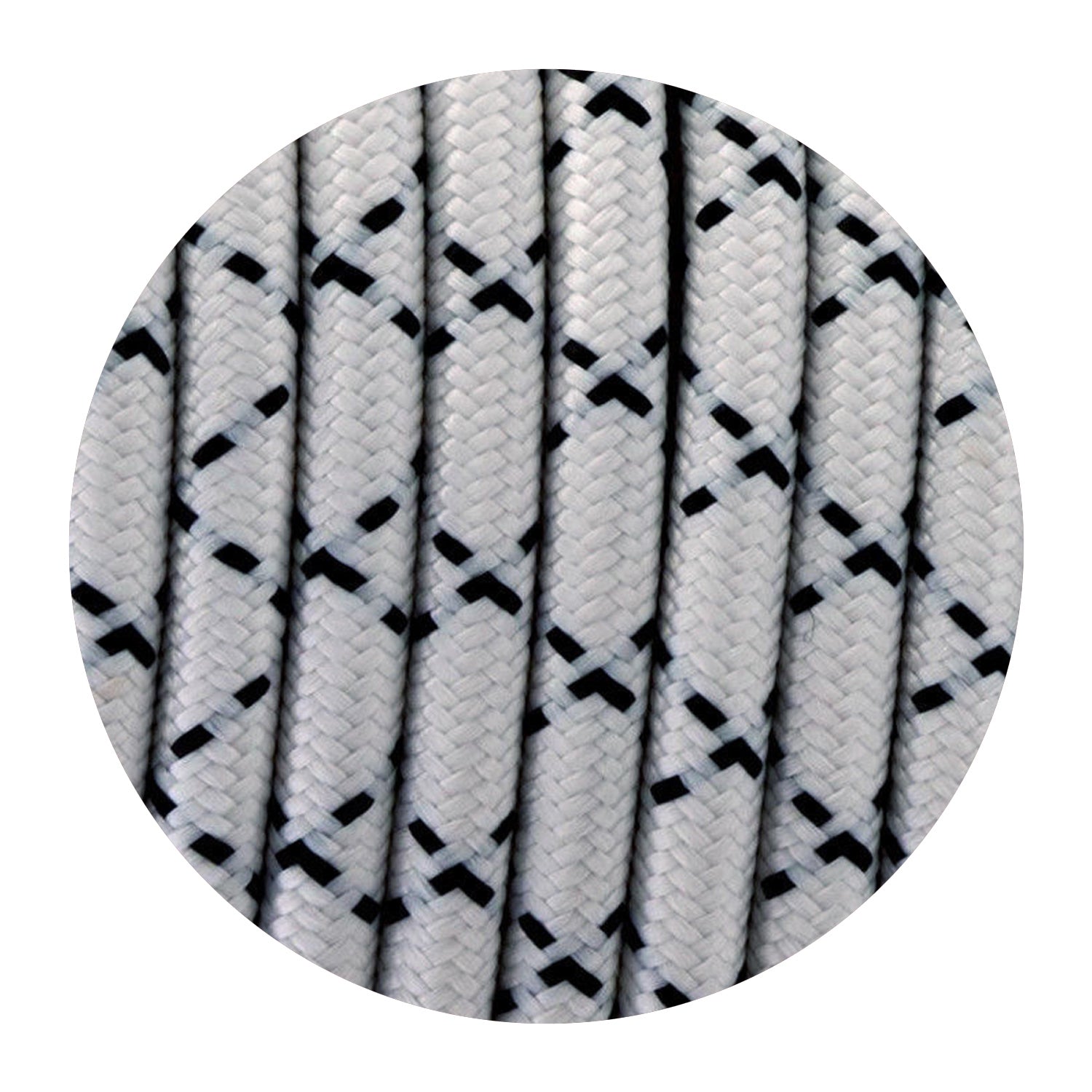 10m 2core Round Vintage Braided Fabric Black & White Colour Cable Flex 0.75mm~4897
