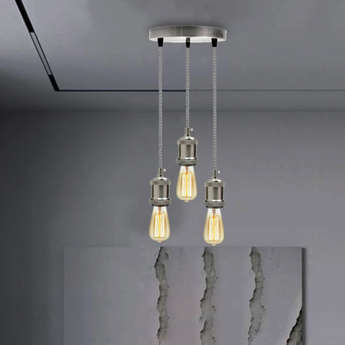 Industrial 3-light multi-drop pendant with E27 switch holders