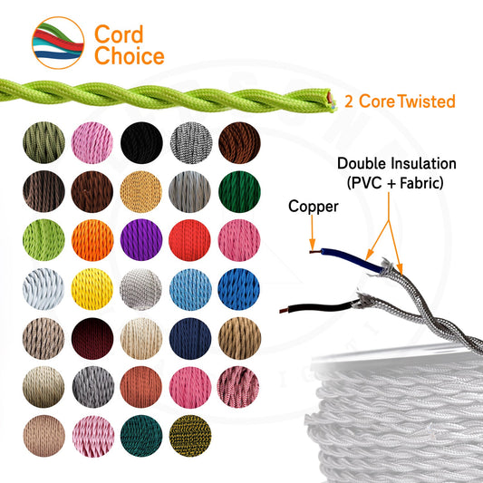 5m 2 Core Twisted Electric Cable Peach Color Fabric 0.75mm~4790