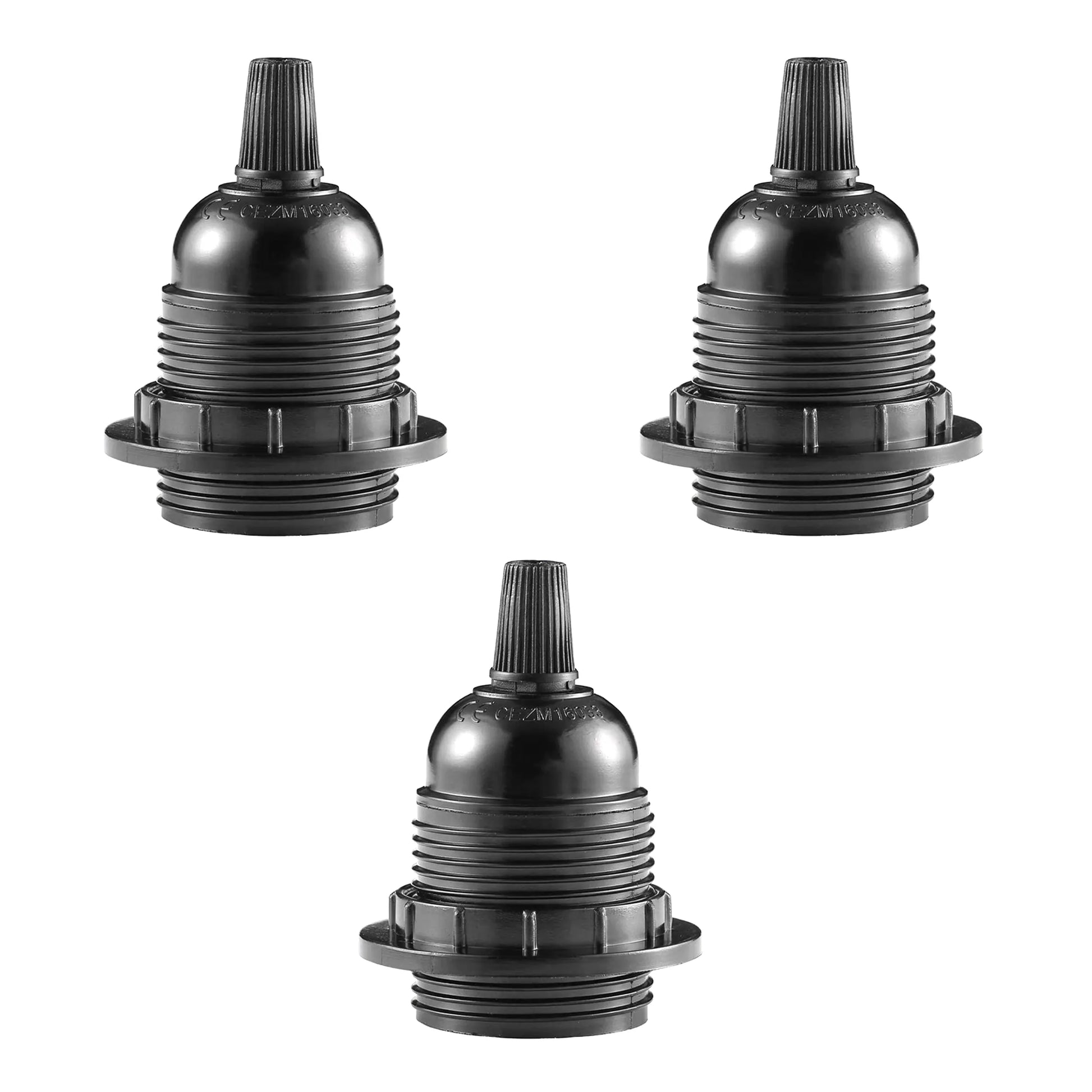 3Pack E27 Light Bulb,Pendant  Socket Holder Screw Black Plastic Lamp holder~4376