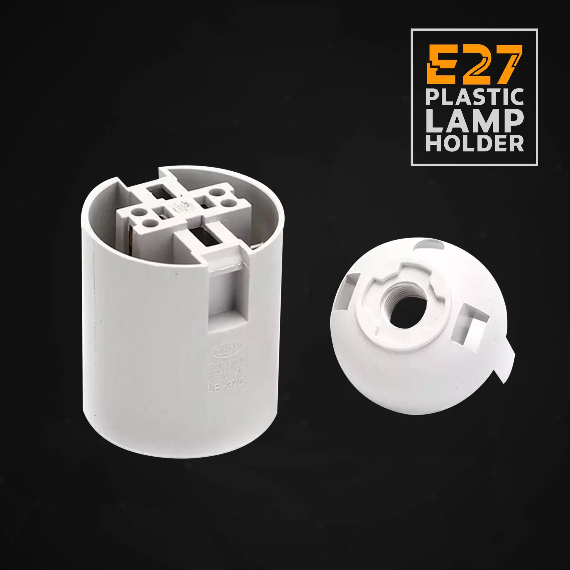 3 Pack E27 Light Bulb Pendant Socket Holder Screw White Plastic
