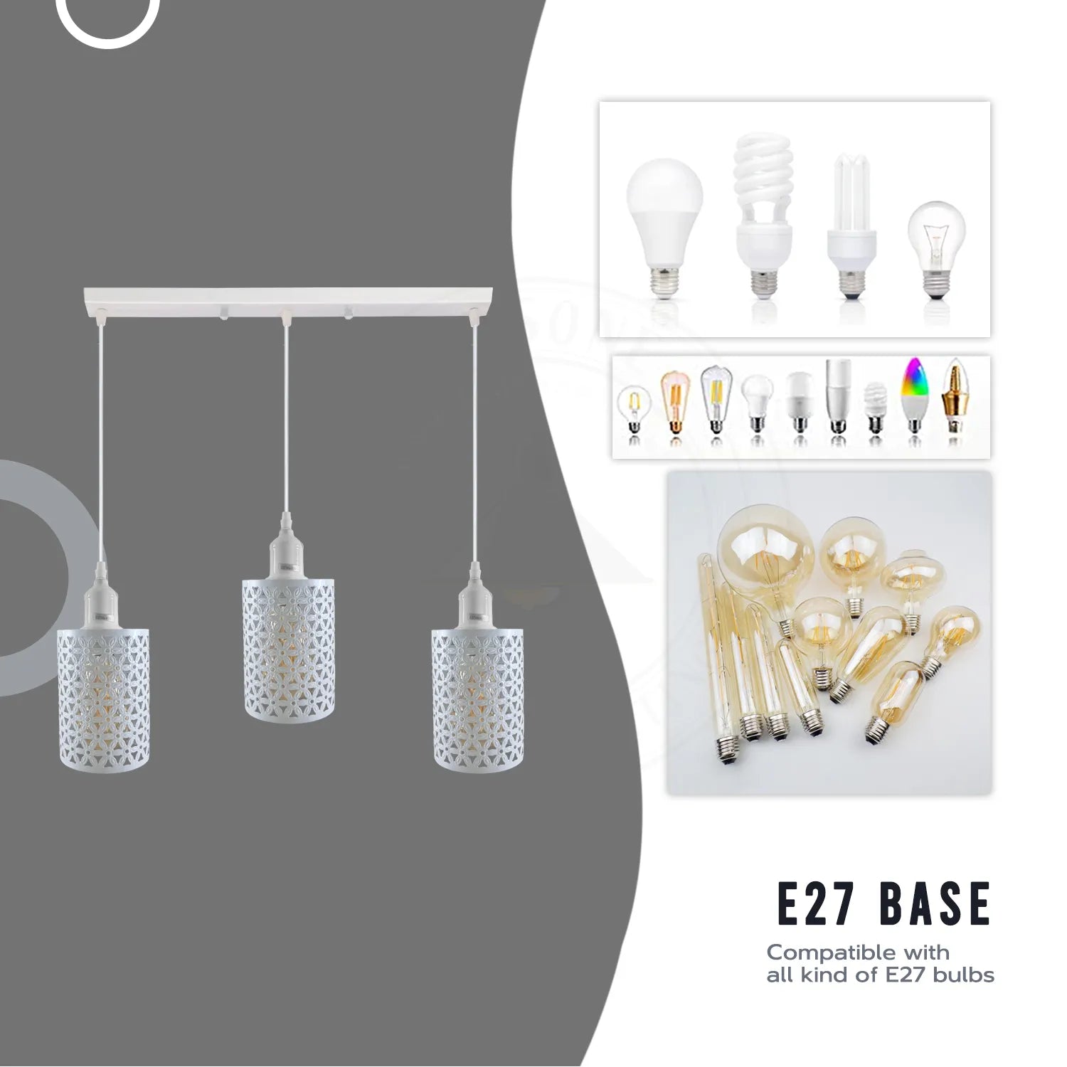 Industrial Pendant Lighting, Adjustable E27 Metal Cage Hanging Light Fixtures ~4327