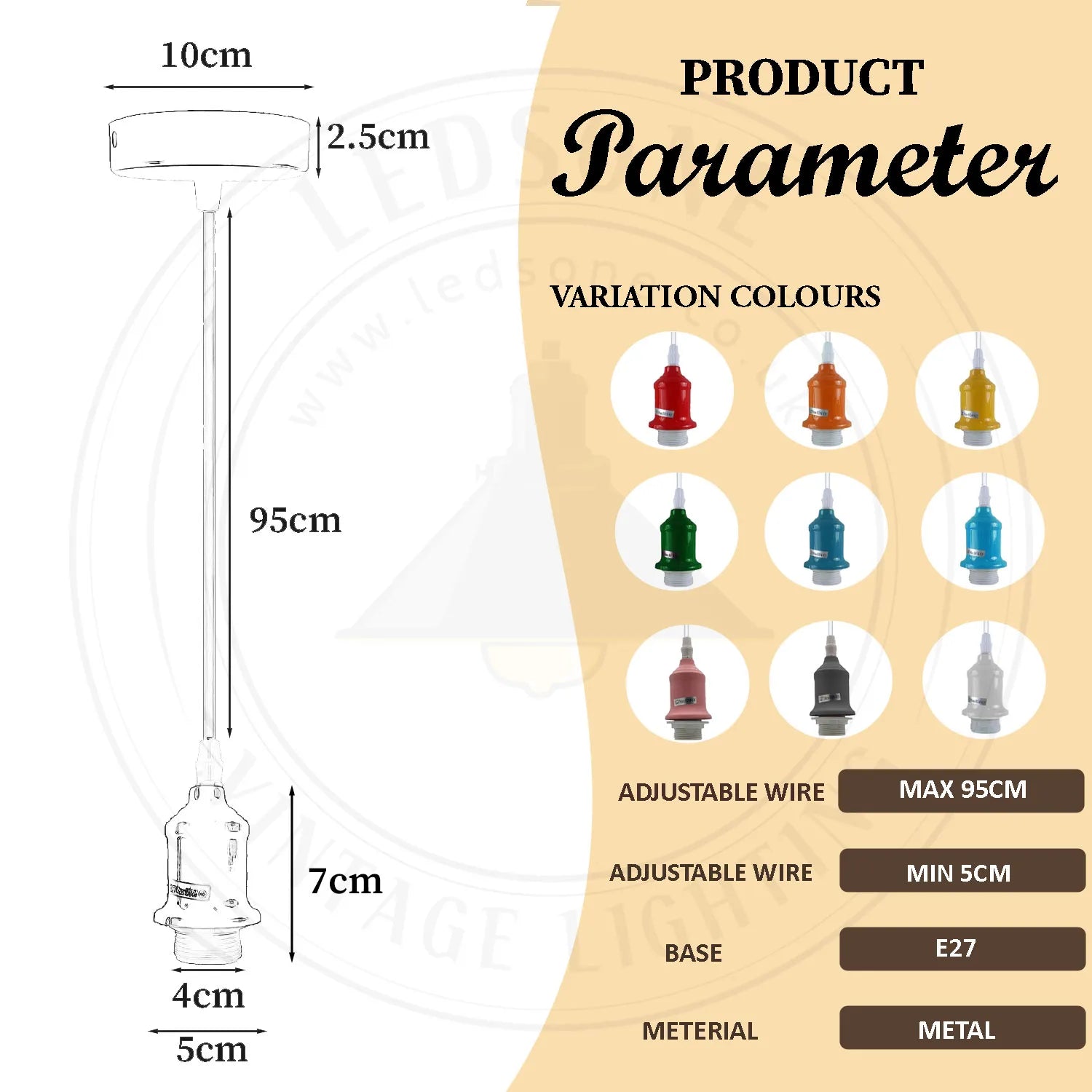 10 Pack Industrial Pendant Light Fitting,Lamp Holder Ceiling Hanging Light~4271