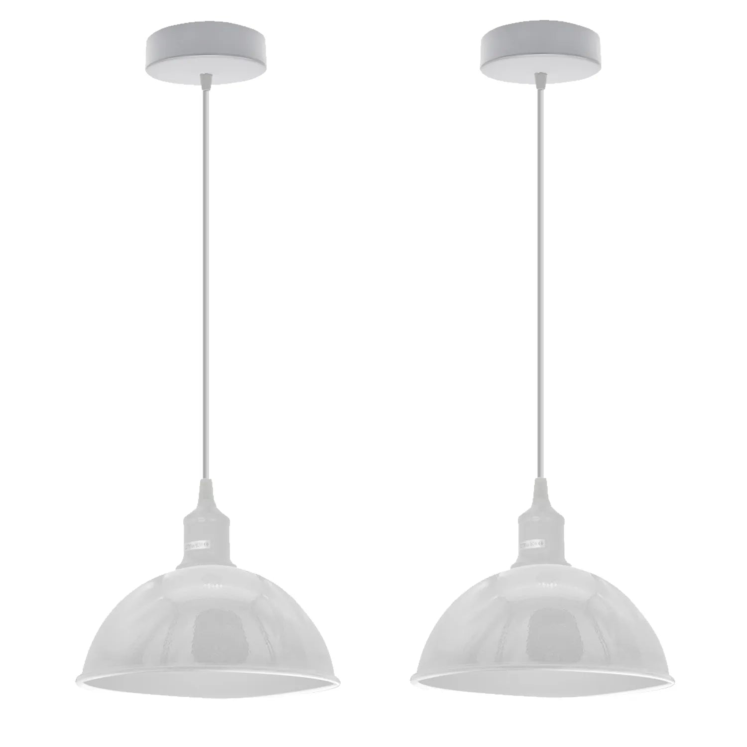 2Pack Dome Shaped White Vintage Industrial Retro Metal Ceiling Lamp Shade ~4337
