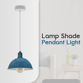2Pack E27 Dome Cyan Blue Metal Pendant Light 21cm ~4298