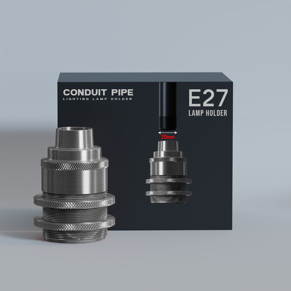 20mm E27-schroefdraadhouder voor leidingverlichting ~5540  – Satijnnikkel