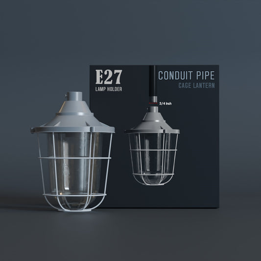 Fisherman Caged Conduit Pipe Light Shade 3/4" Entry Wall Lantern with Glass -5570