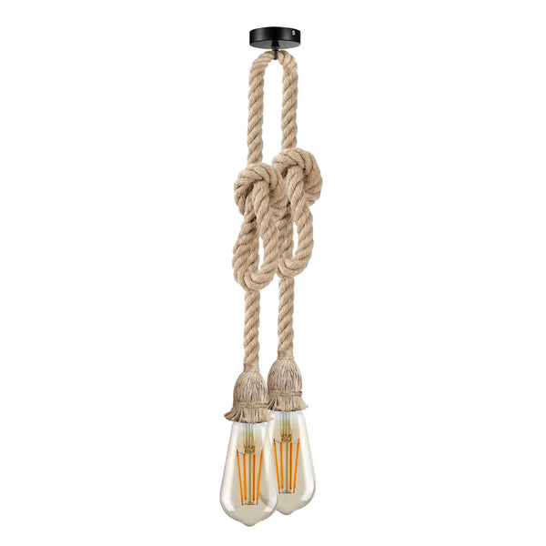 Hemp Rope Hanging Pendant light ~5573 – 2 Head Pendant Light