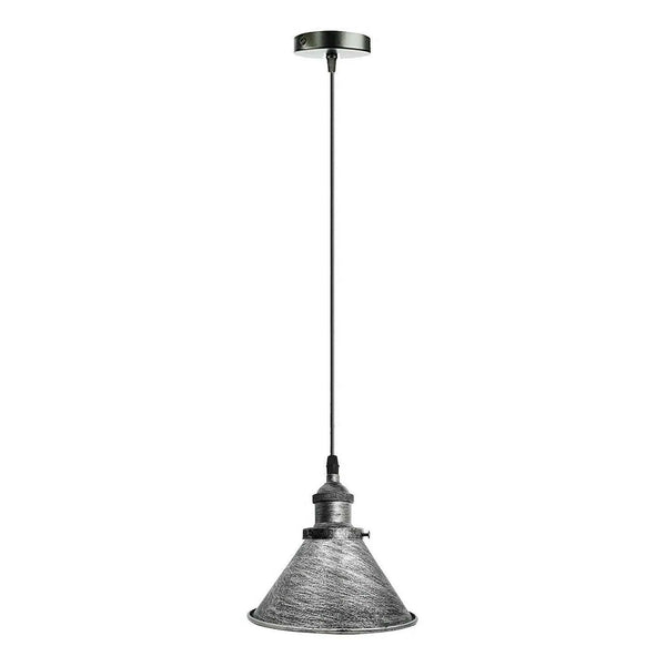 Vintage Hanging Shade Ceiling Pendant Light ~5668 – Brushed Silver / 18CM