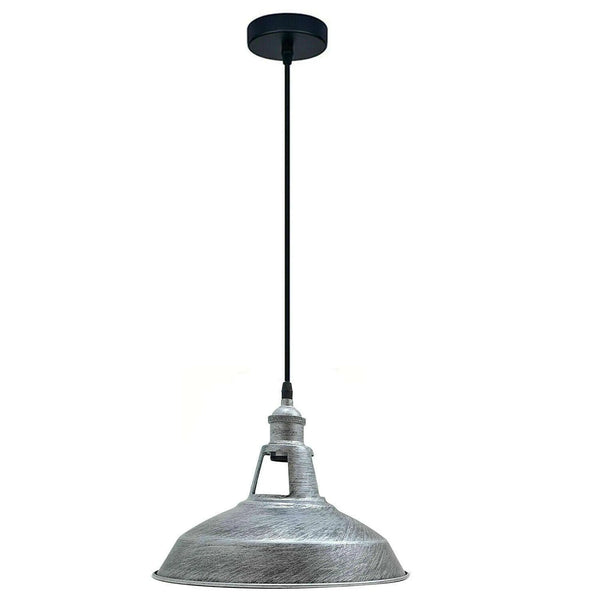 Vintage Hanging Shade Ceiling Pendant Light ~5668 – Brushed Silver / 30CM