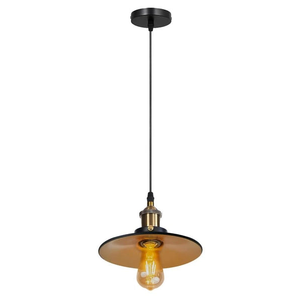 Industrial Vintage Pendant Light, E27 Metal Shade for Home & Cafe ~ 5662 – Flat