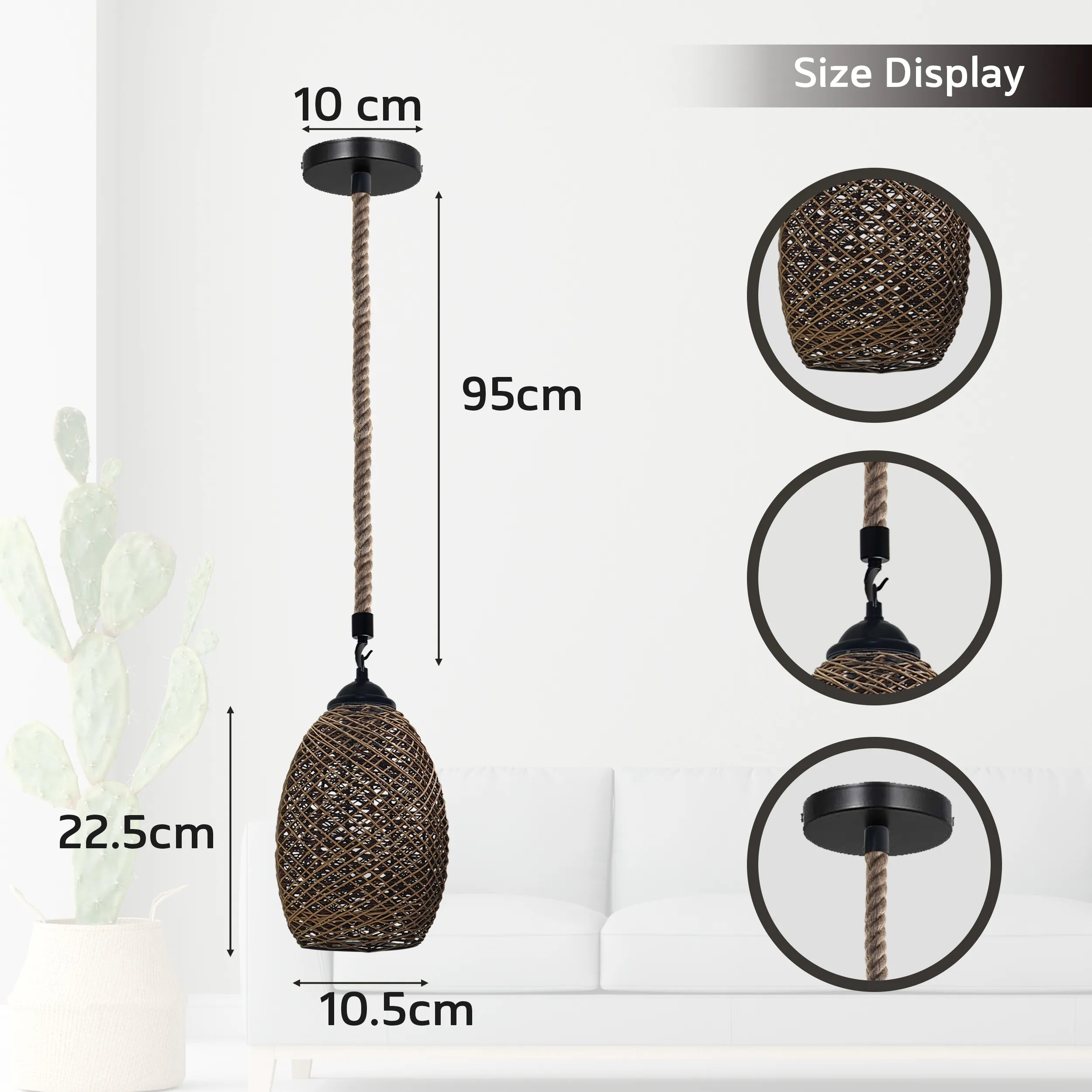 LEDSone Pendelleuchte Metal Shade – Industrie-Look, Gelbmessing, Stoffschirm