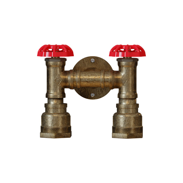 E27 Rustieke Twin Steampunk Metalen IJzeren Waterpijp Wandlamp ~5686 – Geborsteld koper