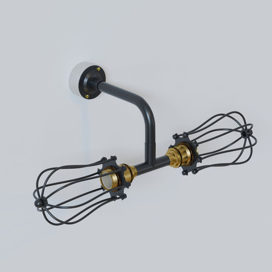 Industrial 2-Way Light Kit Cage Conduit Wall Light Fixtures ~ 5699
