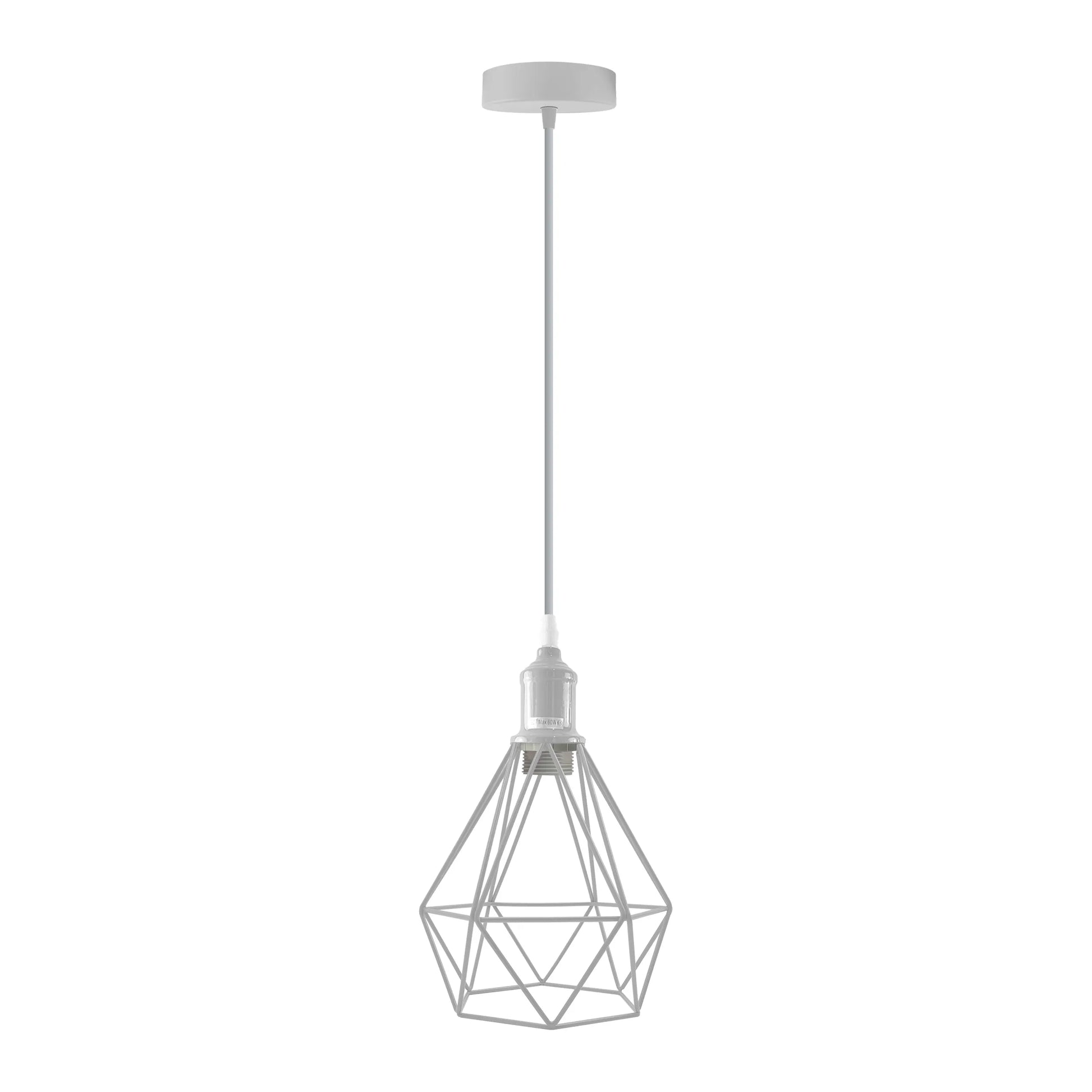 E27 White Hanging Light Cage Shade Loft Style Metal Ceiling Pendant Lamp~4341