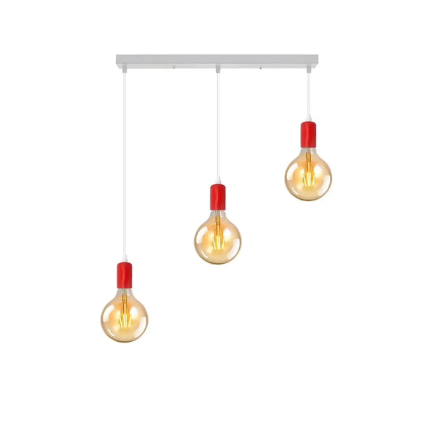 3-Bulb Ceiling Pendant Light | E27 Fitting ~5789 – Red / Yes