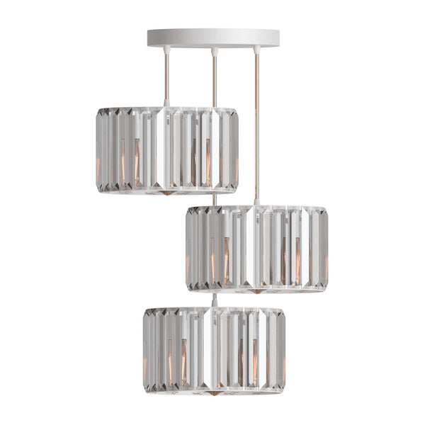 Modern 3 head Light Clear Crystal Shade Pendant Light ~5873 – 20cm / White / Yes