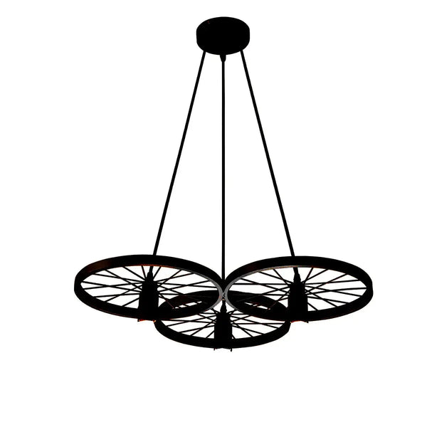Industrial Wheel Pendant 3 Light Hanging Light ~5844 – Without Bulb