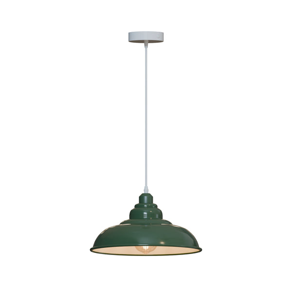 Vintage Retro Metal Shade Pendant Light E27 ~5854 – Green / No