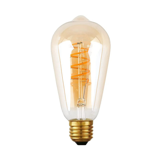 Bombilla LED ST64 de 4 W con rosca E27, filamento en espiral blanco cálido, 1058