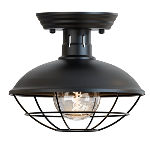 Lámpara de techo semiempotrada con pantalla de metal y portalámparas E27 ~5951