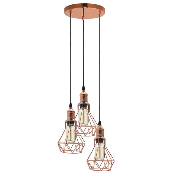 Vintage Retro 3 Way Diamond Cage Pendant Ceiling Light~5937 – Yes