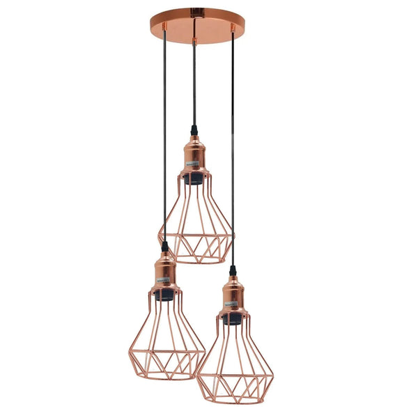 Vintage Retro 3 Way Diamond Cage Pendant Ceiling Light~5937 – No