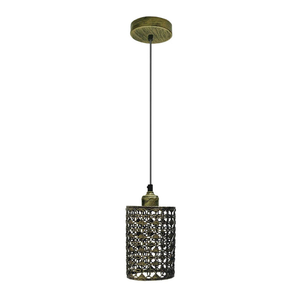 Industrial Lattice Pendant Cylinder Basket Ceiling Light E27 Fitting ~5965 – No