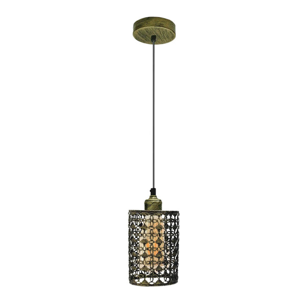 Industrial Lattice Pendant Cylinder Basket Ceiling Light E27 Fitting ~5965 – Yes