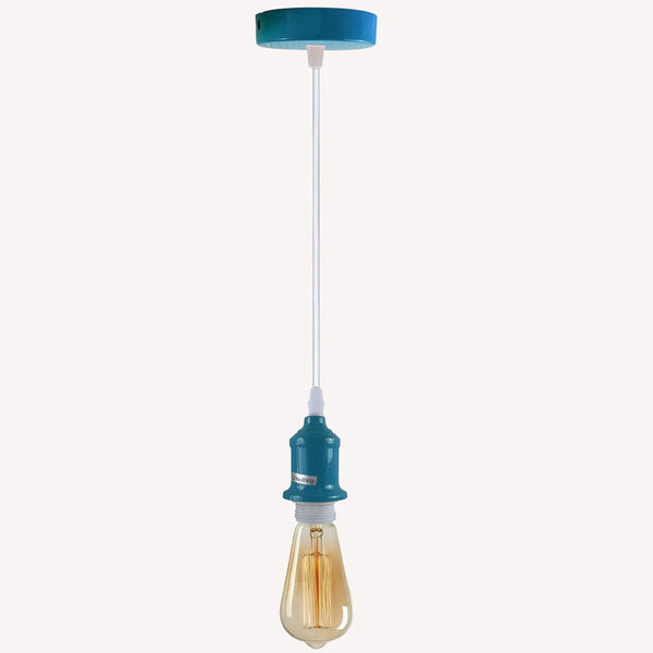 Cyan Blue Pendant Light Fitting E27 Hanging Bulb ~5967 – 2 Pack / Yes