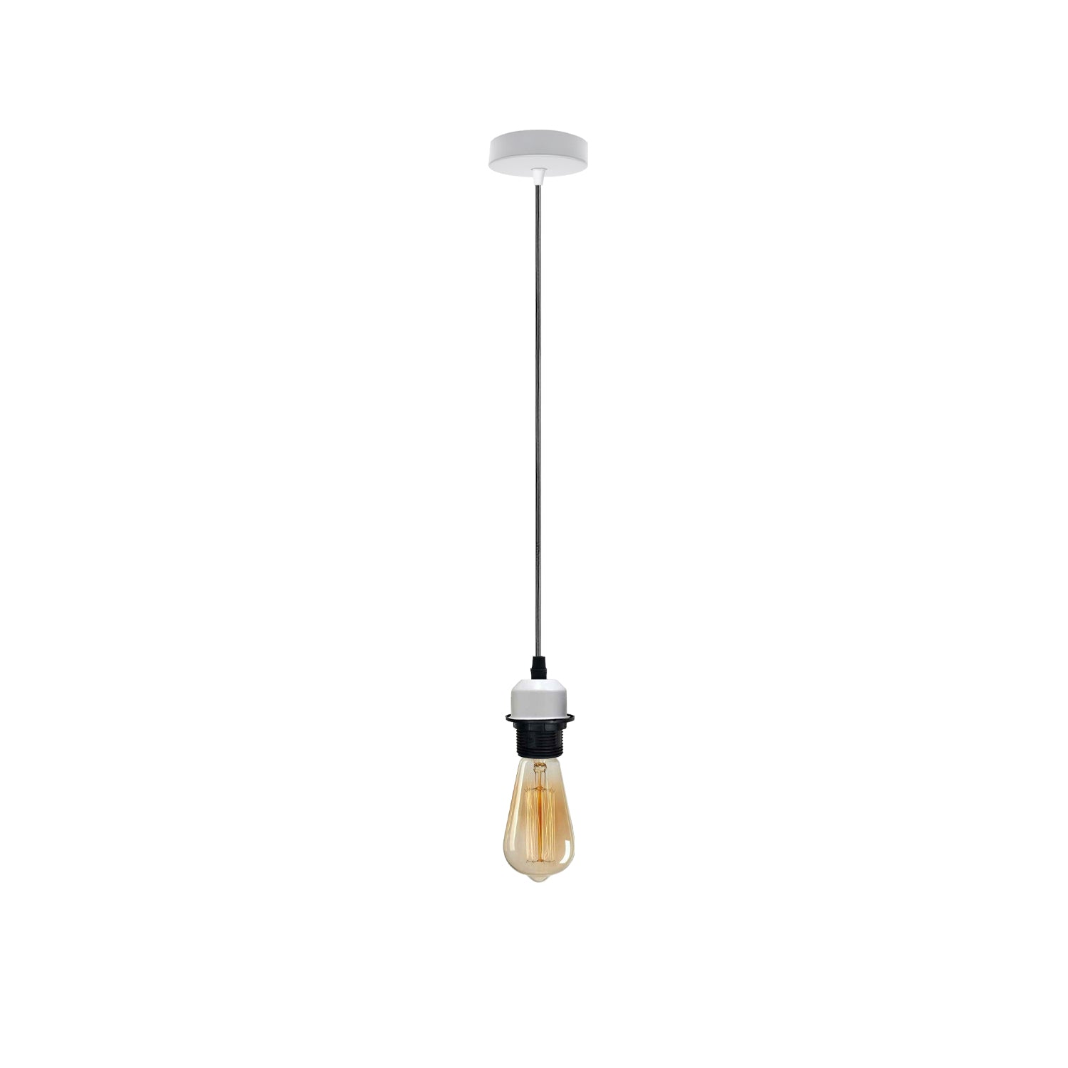 White Pendant Light,Lamp Holder Ceiling Hanging Light,E27 UK Holder PVC Cable ~4205