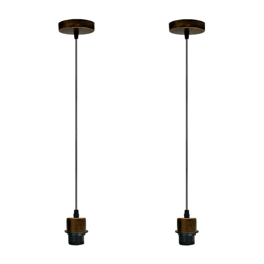 2Pack Brushed Copper Pendant Light,E27 Lamp Holder Hanging Light,PVC Cable~4234