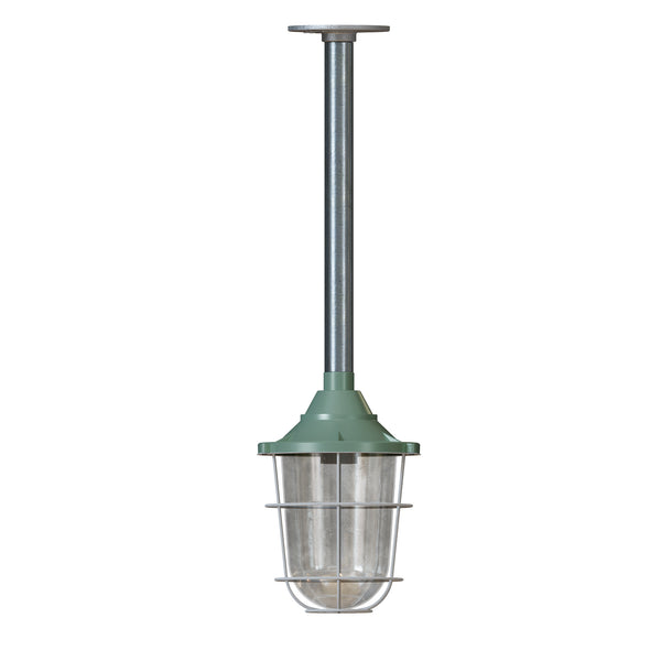 3/4 Entry Lantern Caged Steampunk Pipe Conduit Pendant Light Kit ~6102 – Green / No