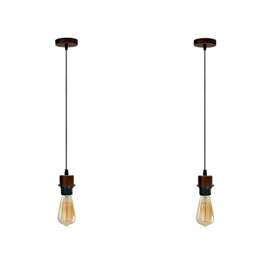 2Pack Rustic Red Pendant Light,E27 Lamp Holder Hanging Light,PVC Cable~4228
