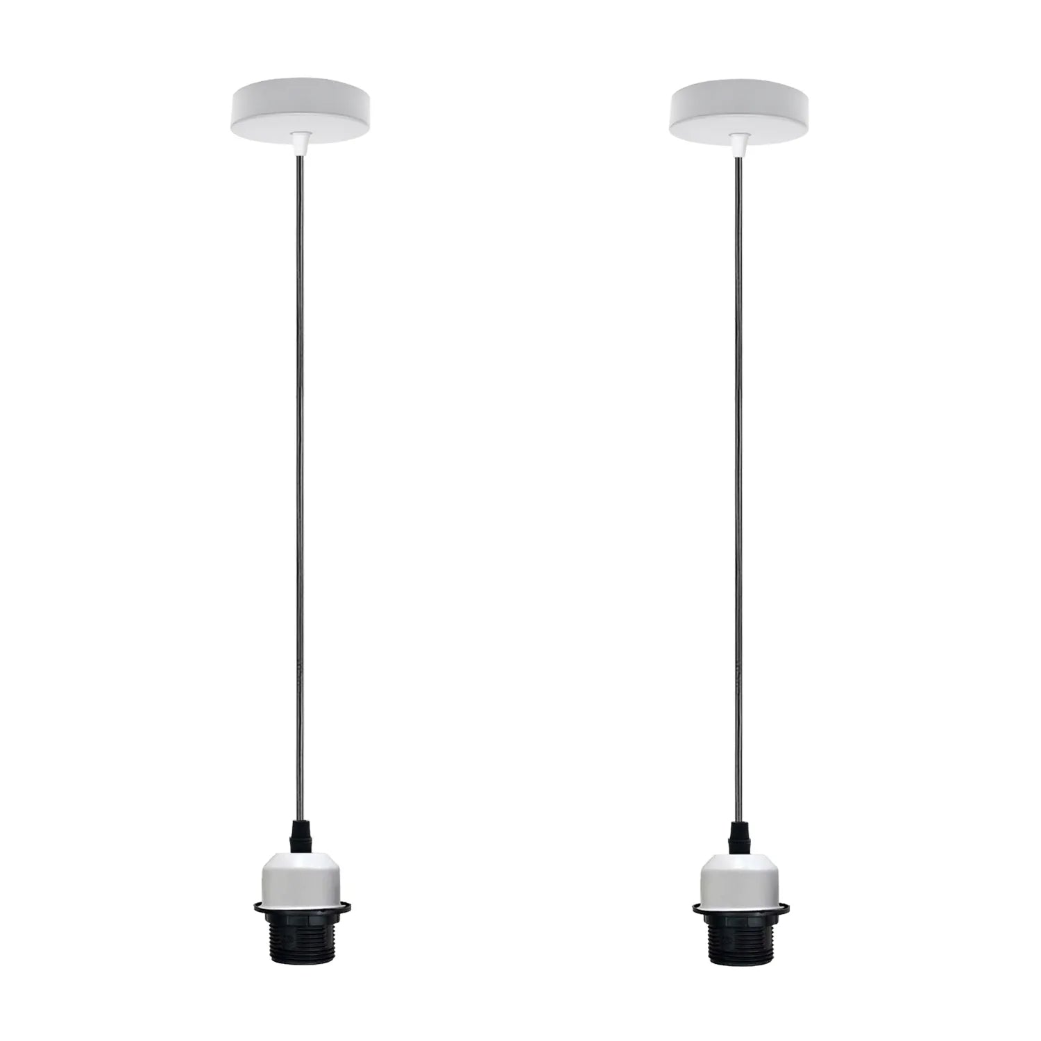 2Pack White Pendant, Lampshade E27 Lamp Holder Hanging Light,PVC Cable~4227
